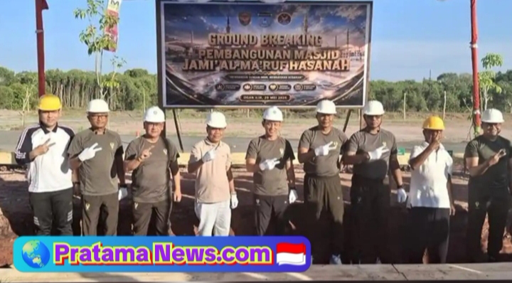Peletakan batu pertama pembangunan masjid Jami alma’ruf Hasanah kabupaten Ogan Ilir 