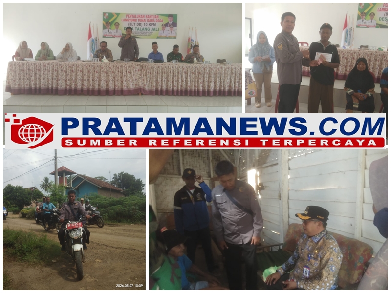 Foto: Kades Talang Jali Harun Apriyanto Bersama Rombongan Antarkan Bantuan ke Rumah KPM
