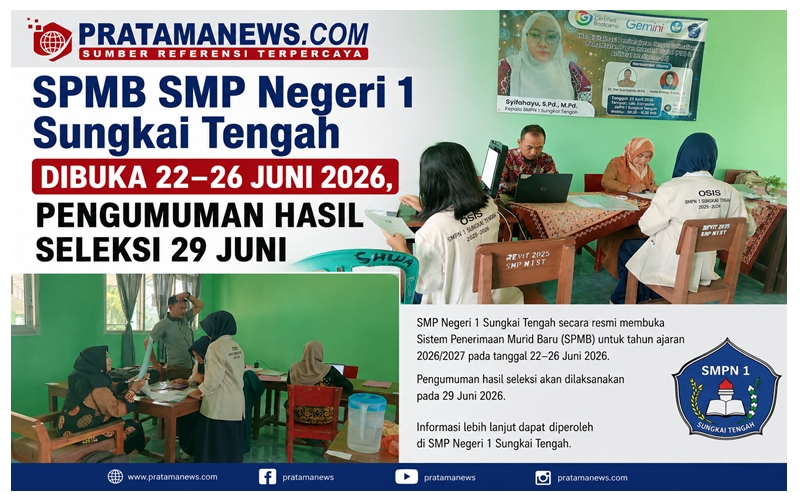 SPMB SMP Negeri 1 Sungkai Tengah Dibuka 22–26 Juni 2026, Pengumuman Hasil Seleksi 29 Juni