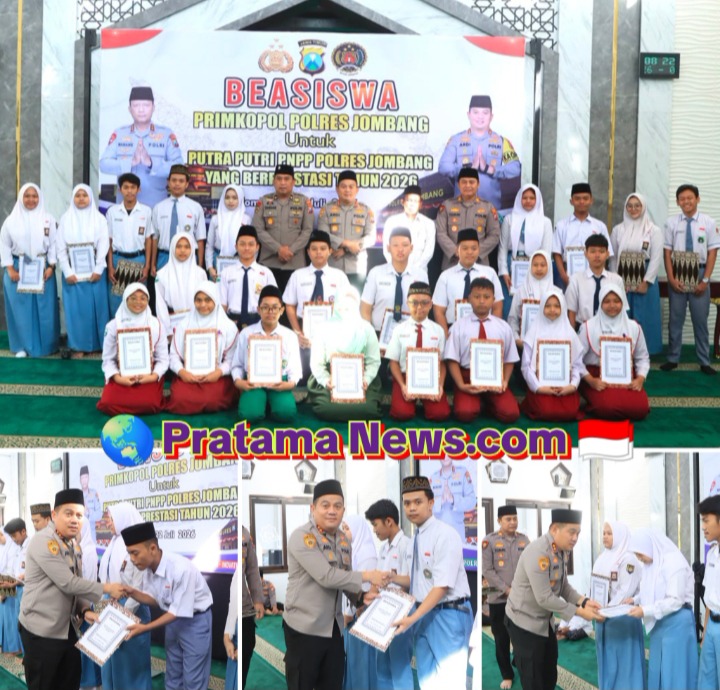 Wujud Kepedulian, Kapolres Jombang Serahkan Beasiswa kepada Putra-Putri Pegawai Negeri Pada Polri Berprestasi