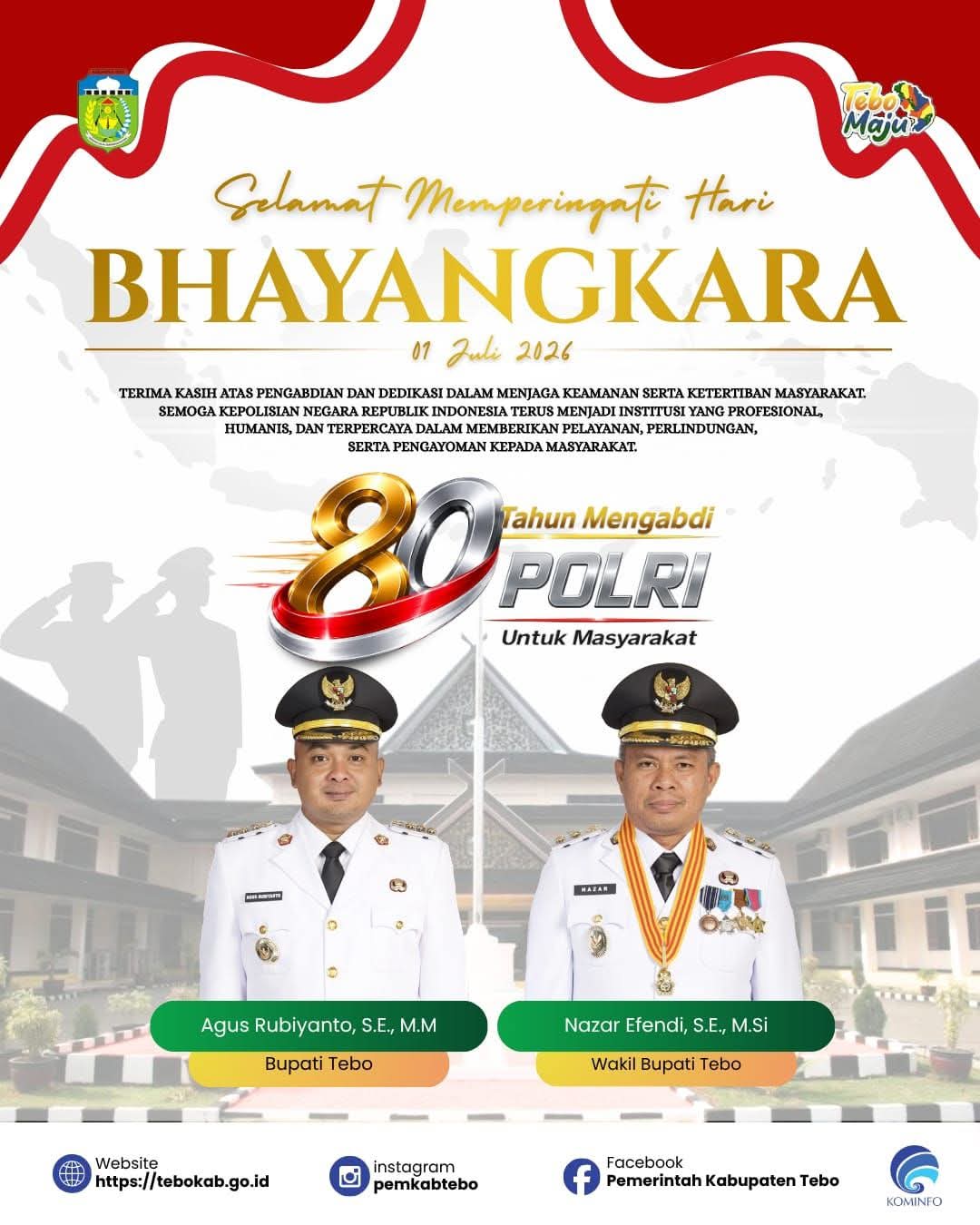 Pemkab Tebo Ucapkan Selamat Hari Bhayangkara ke-80, Apresiasi Dedikasi Polri untuk Masyarakat