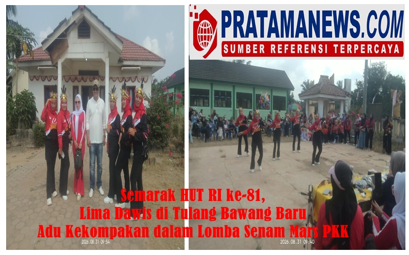 Semarak HUT RI ke-81, Lima Dawis di Tulang Bawang Baru Adu Kekompakan dalam Lomba Senam Mars PKK