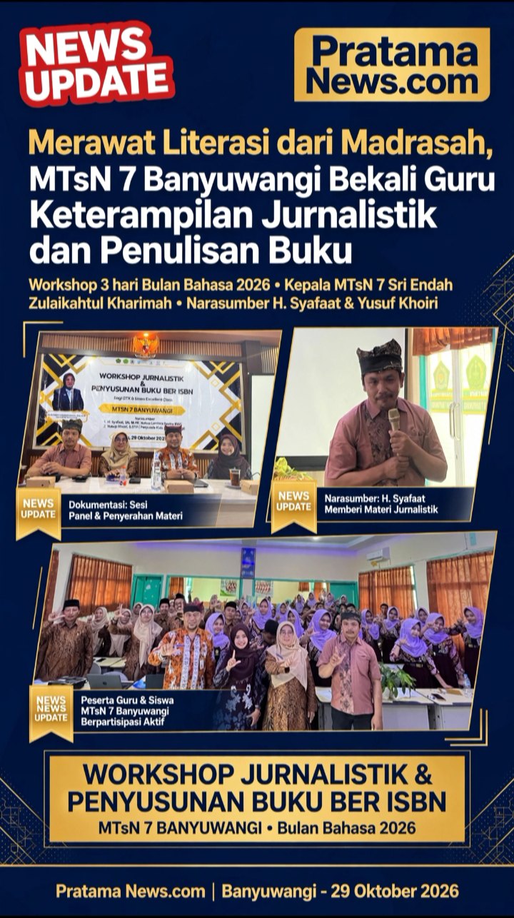 Merawat Literasi dari Madrasah, MTsN 7 Banyuwangi Bekali Guru Keterampilan Jurnalistik dan Penulisan Buku